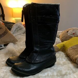 Sorel Winter Fancy Tall II Black Leather Boots